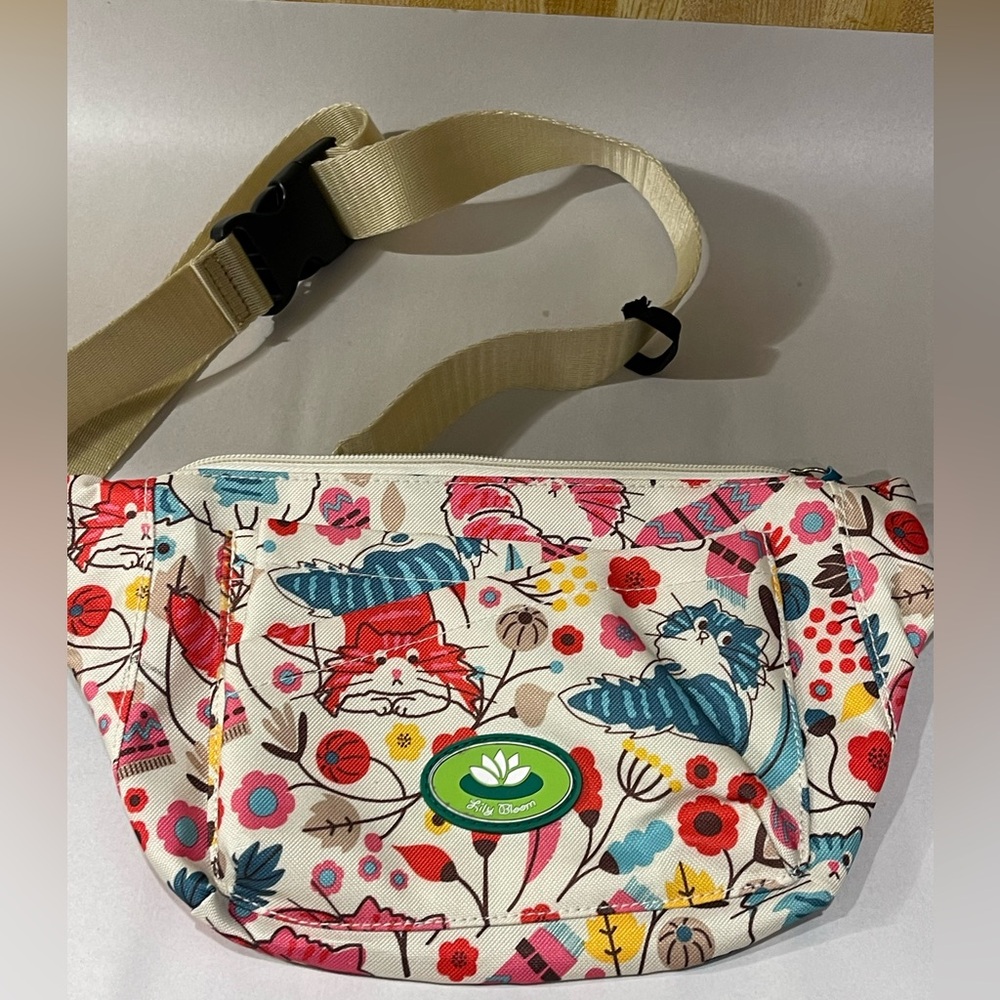 Lily Bloom Multicolor Floral and Cat Print Bag